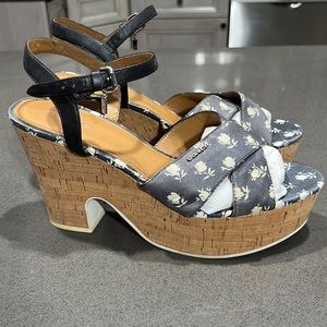 Coach Floral Cork Platform Sandal Size 11